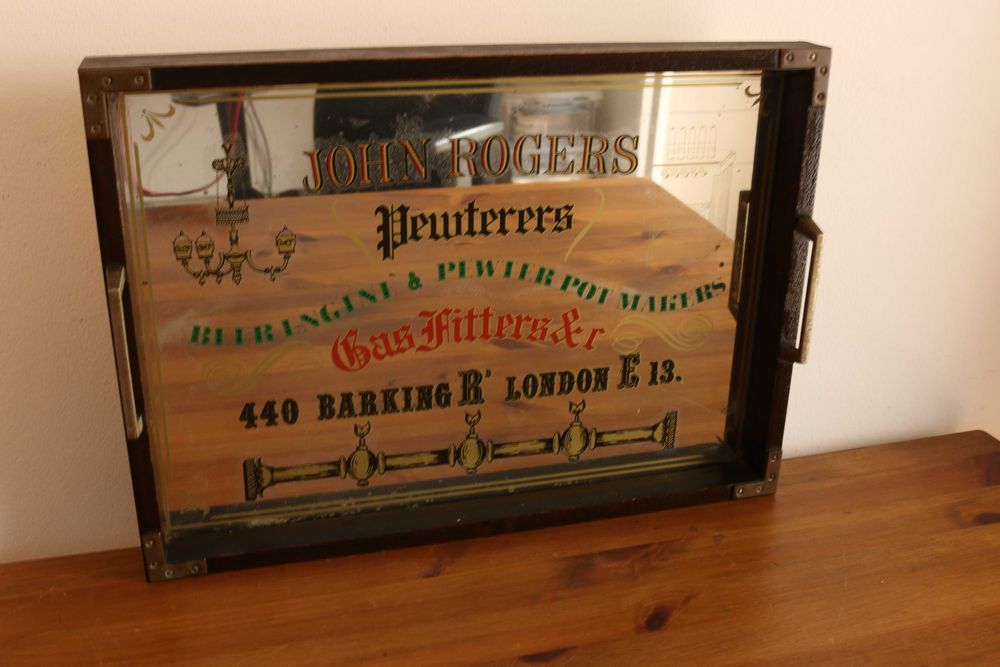 tabuleiro vintage publicitário John Rogers decorativo espelhado