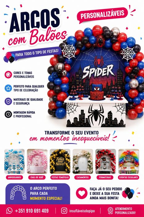 Arcos de balões personalizáveis