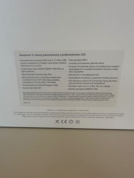 MacBook Air 11 cali MacOs laptop z pudełkiem i gratisami
