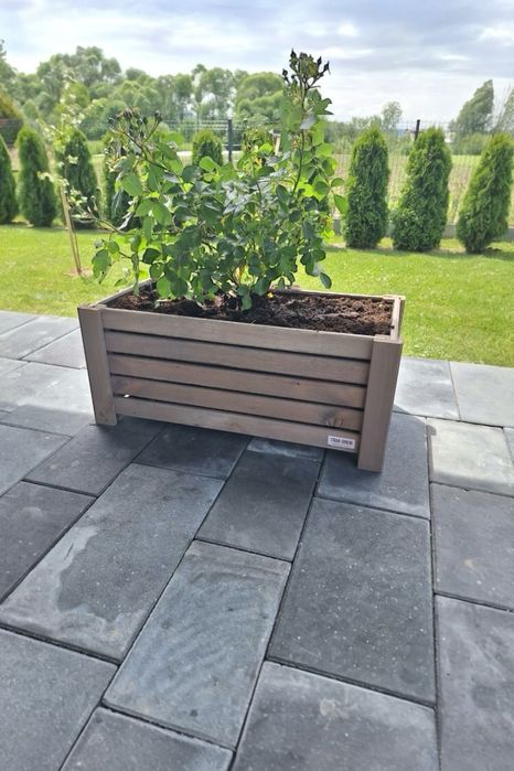 Donica drewniana duża na kwiaty iglaki na taras do ogrodu  skrzynia