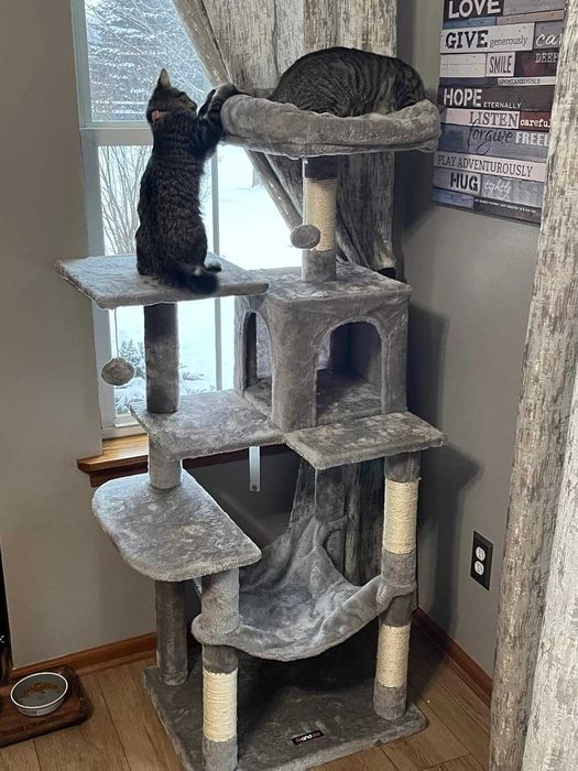 Drapak dla kota duży wysoki wieża legowisko domek szary NOWY
