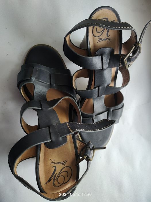 Кожані босоніжки 36 розмір, темно-сині