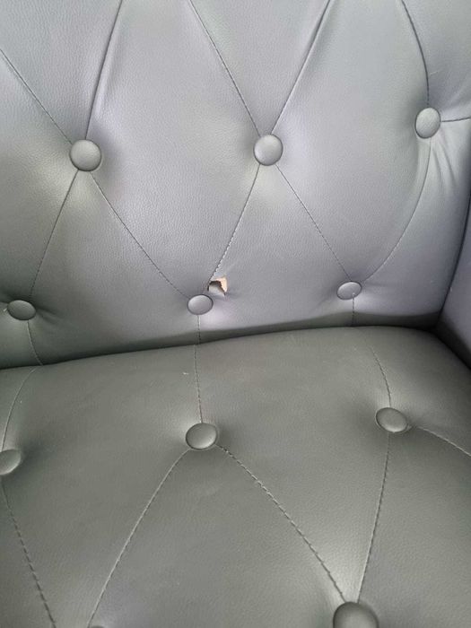 Fotel skórzany biurowy CHESTERFIELD szary ANTYCZNY bujany + czarny