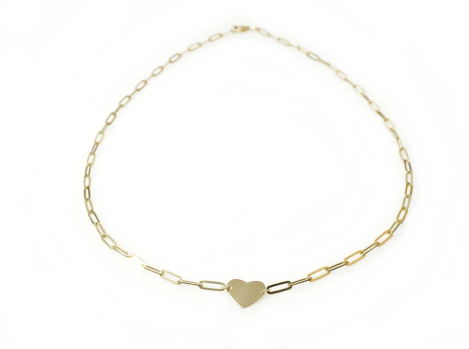 Złoto 585 - złoty łańcuszek, kolia naszyjnik z sercem