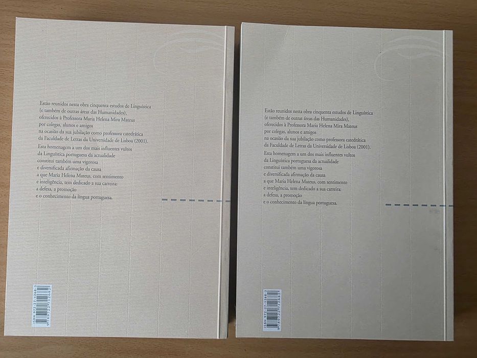 2 volumes de "Razões e Emoção". Miscelânea de estudos em Homenagem a Maria Helena Mira Mateus