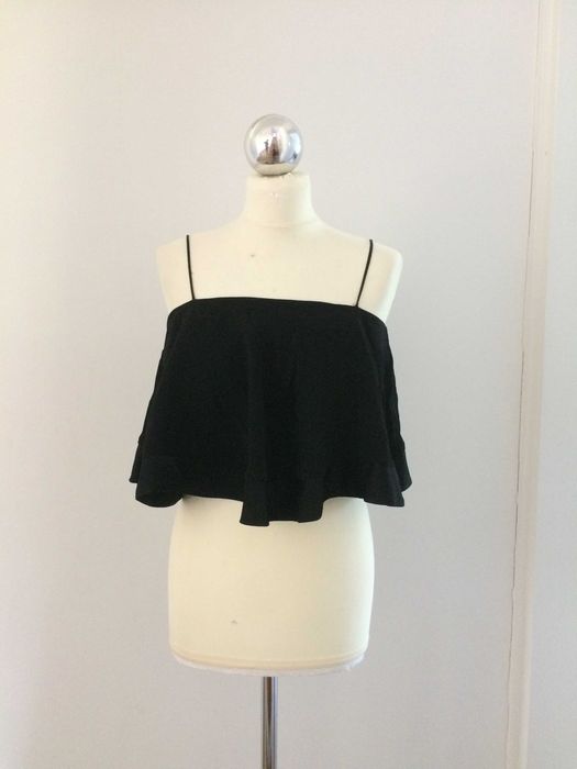 Czarna bluzka na ramiączkach  falbana H&M 36 S