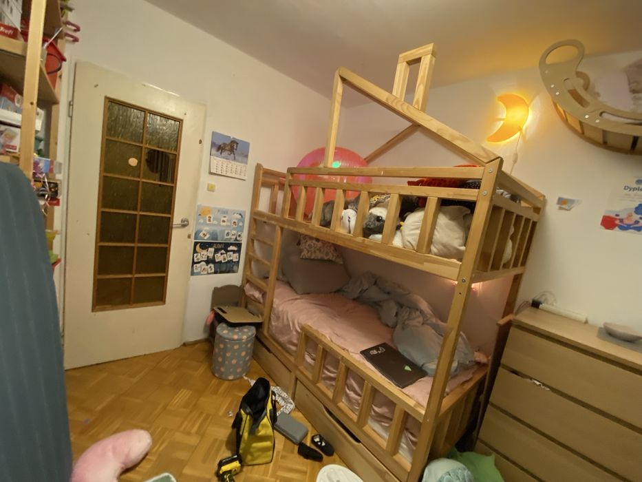 Łóżko piętrowe dziecięce drewniane 180x90