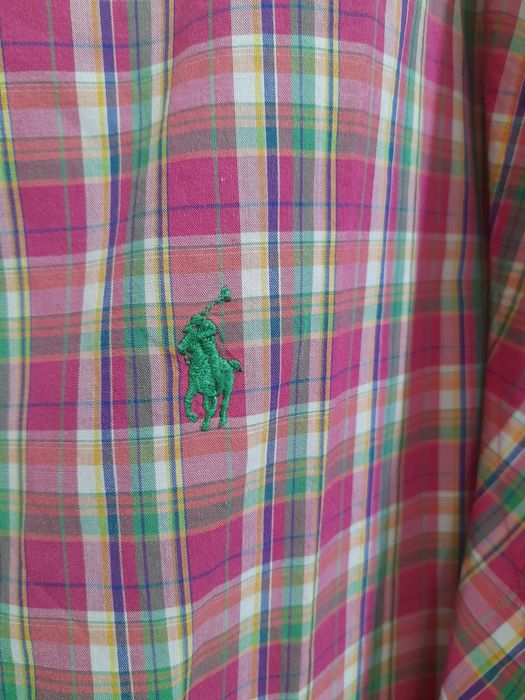 Чоловіча сорочка Polo Ralph Lauren Custom Fit у яскраво-рожеву клітинку р. XXL