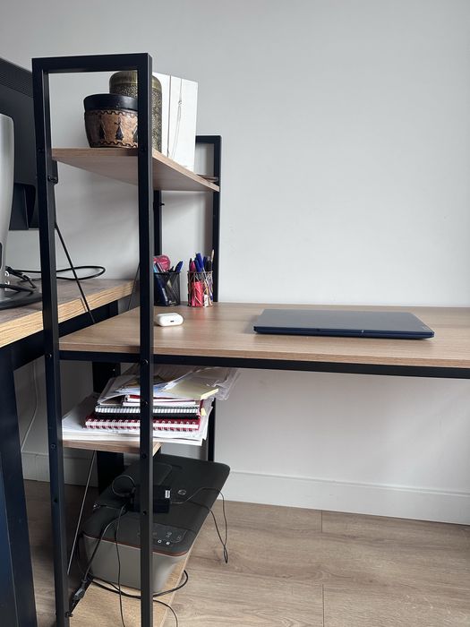 Biurko loftowe industrialne z regałem półkami