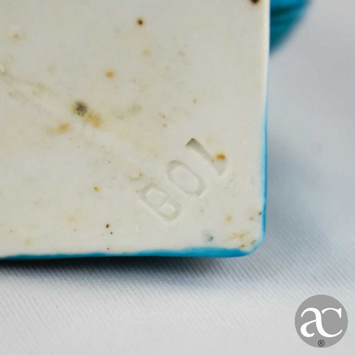 Par de Cães de Foo porcelana da China em Azul-turquesa