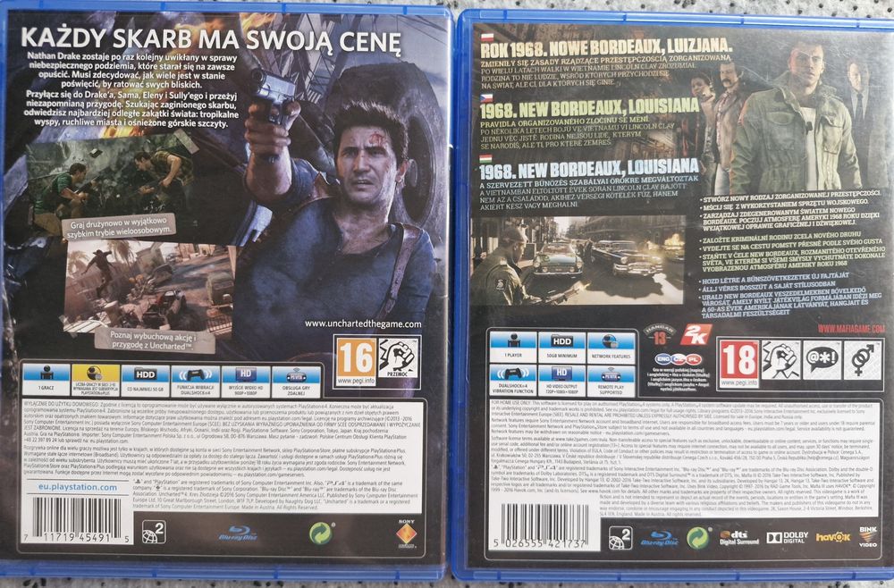 Uncharted 4 i Mafia III - 2 gry na PS4