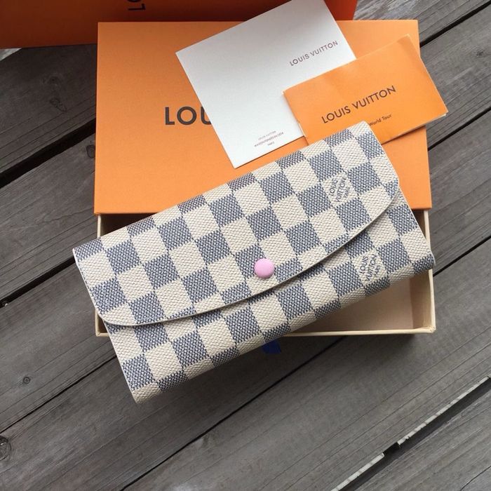 Wyprzedaż Portfel LV Louis Vuitton Emilie biała kratka monogram canvas
