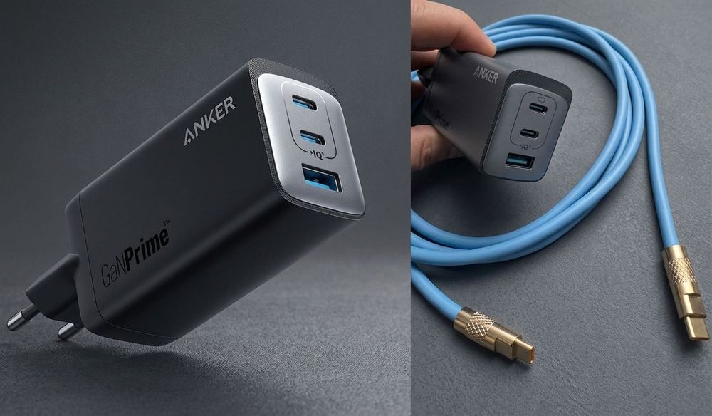 Mocna Ładowarka Sieciowa ANKER GaNPrime 737 120W USB-C/USB-A Kabel USB-C