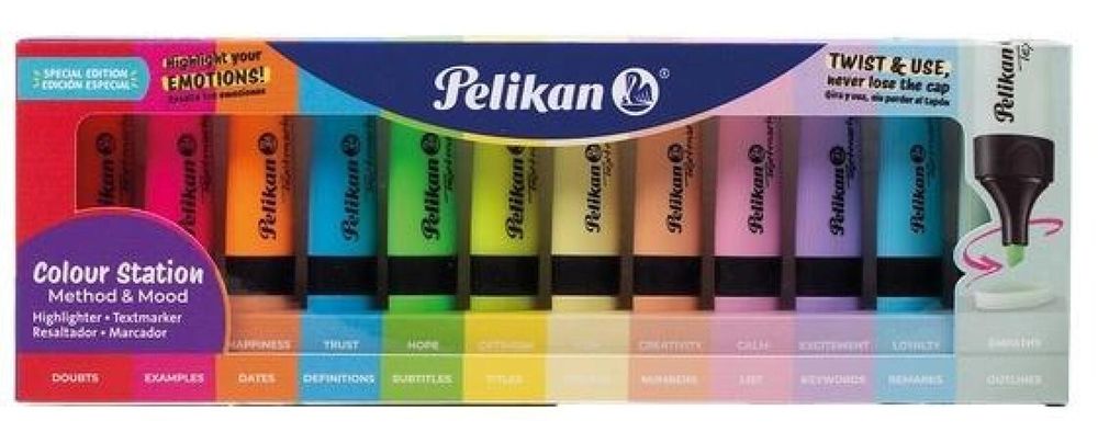 Zakreślacz 12 kolorów + podstawka PELIKAN PELIKAN etui kartonowe,