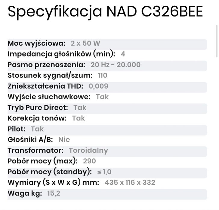 Wzmacniacz zintegrowany NAD C326BEE