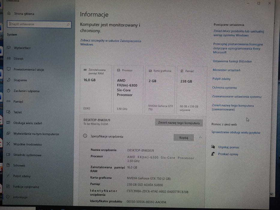 Komputer AMD6300-3,5GHz/16GB/GTX750- SSD 238_+LCD 17"LG