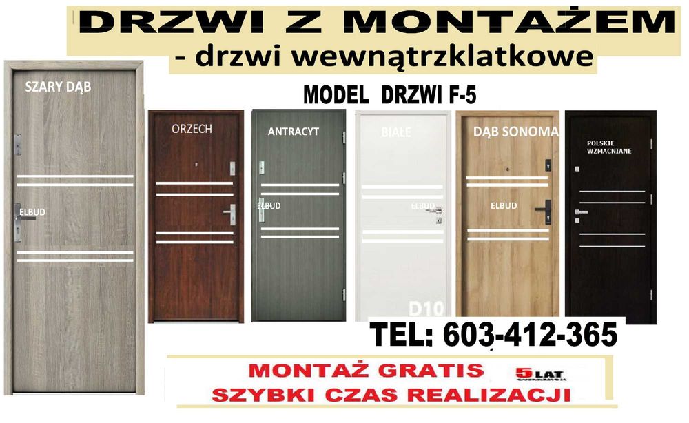Drzwi ZEWNĘTRZNE wejściowe z montażem GRATIS ,wewnątrzklatkowe