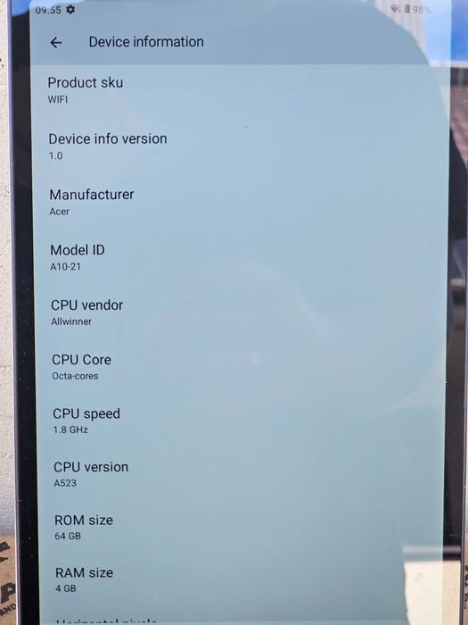 Планшет Acer Iconia Tam A10 4/64Gb Android 14 / WIFi