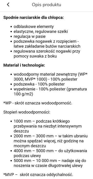 Spodnie narciarskie Cool Club r128.