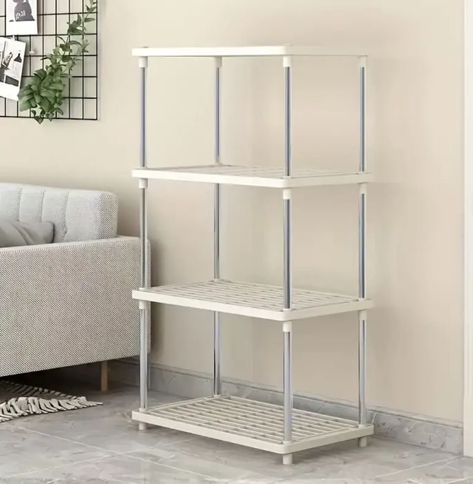 Портативная пластиковая полка стеллаж этажерка 4 уровня