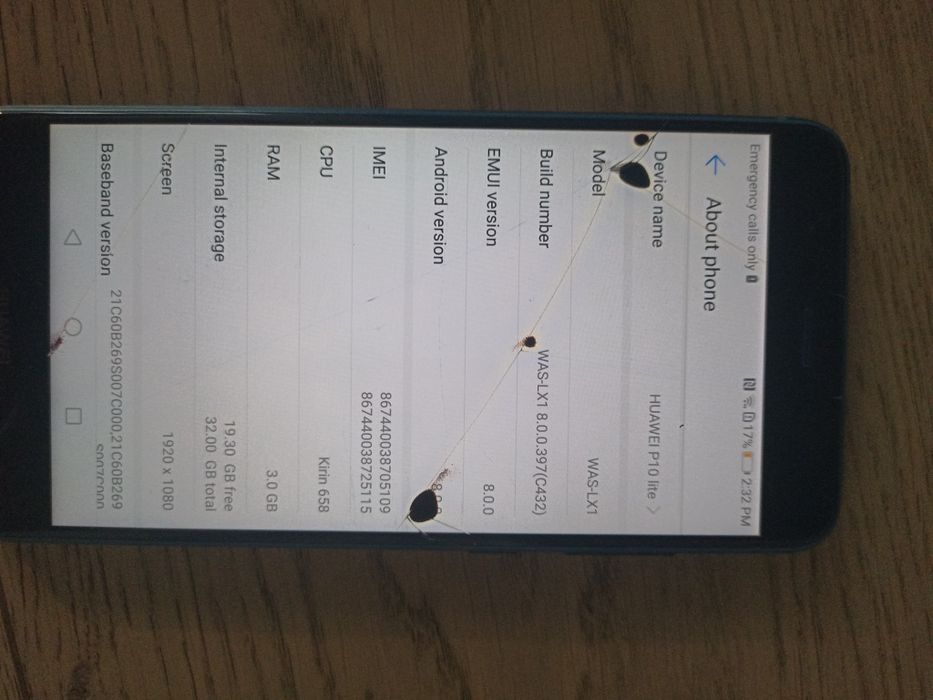 Telefon huawei p10 lite niebieski