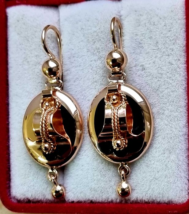 Золотые серьги самовары, фонарики, лиры, 583 проба СССР.