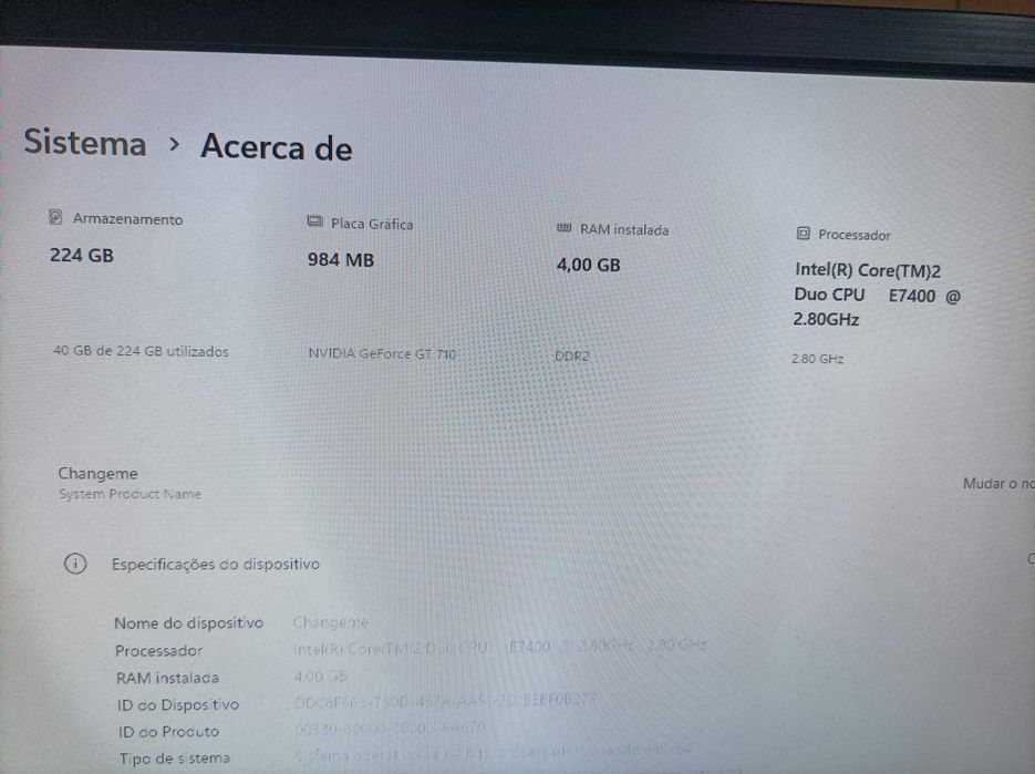 Computador Intel Core 2 Duo E7400, 4GB, disco 240GB SSD e Windows Pro