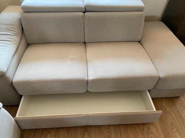 Sofa + fotel ze składanymi zagłówkami