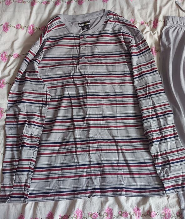 Bawełniana piżama w paski męska- nowa