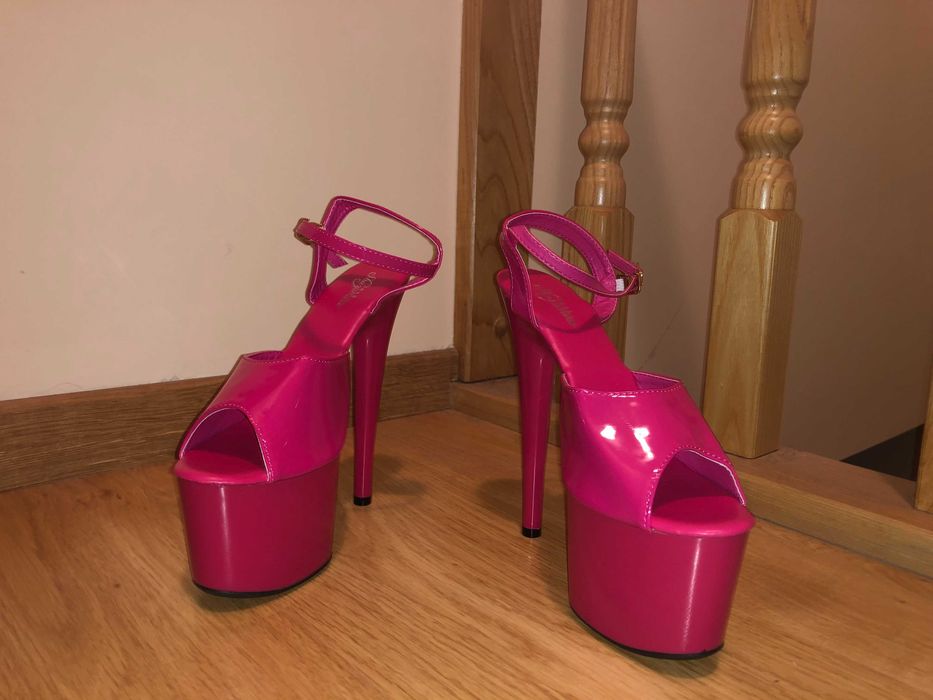 26/ Szklanki gogo szpilki 18 cm  sandały 37 różowe nowe pole dance