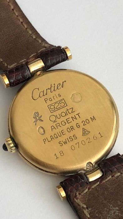 Cartier Must de Paris, srebro pozłacane, oryginał, pasek Cartier, LUX