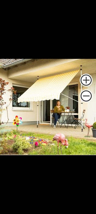 Markiza rozporowa,roleta, tarasowa,balkon biało-żółta, 200x120cm