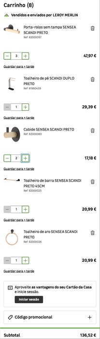 Acessorios casa de banho sensea scandi