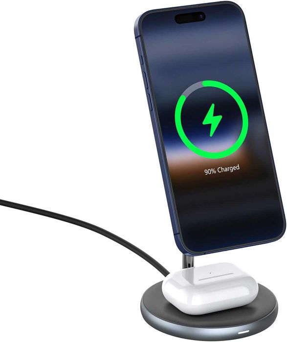 ZIKE Ładowarka 2 w 1 z MagSafe, 15 W, podwójna indukcyjna stacja ładująca