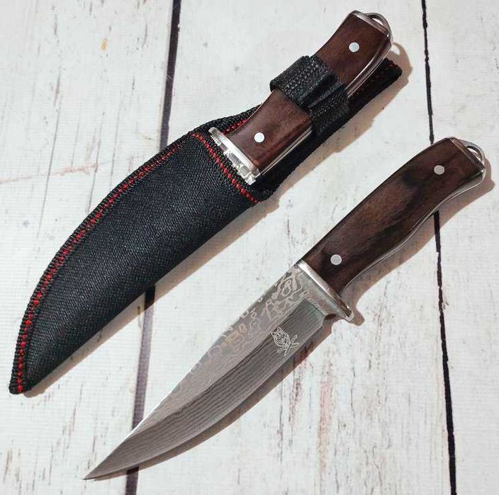 Туристичний мисливский ніж Damascus Knives Steel D3 Дамаск 21см,ножни