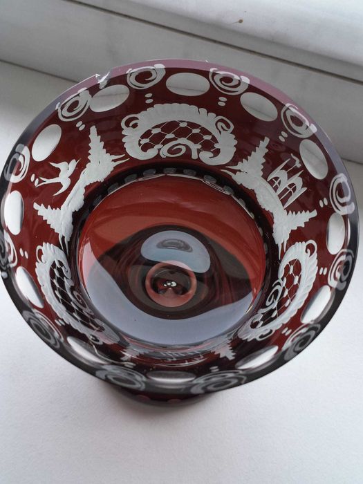 Rubinowa patera / pucharek Egermann Bohemia – 9 cm