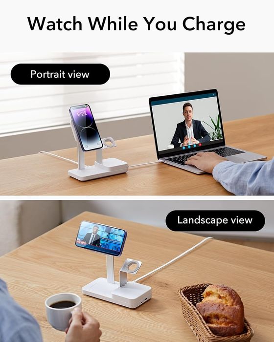 Зарядна станція ESR MagSafe 65W 5-8-1 GaN MagSafe для iPhone, AirPodsЗарядний пристрій MagSafe, магнітний бездротовий зарядний пристрій