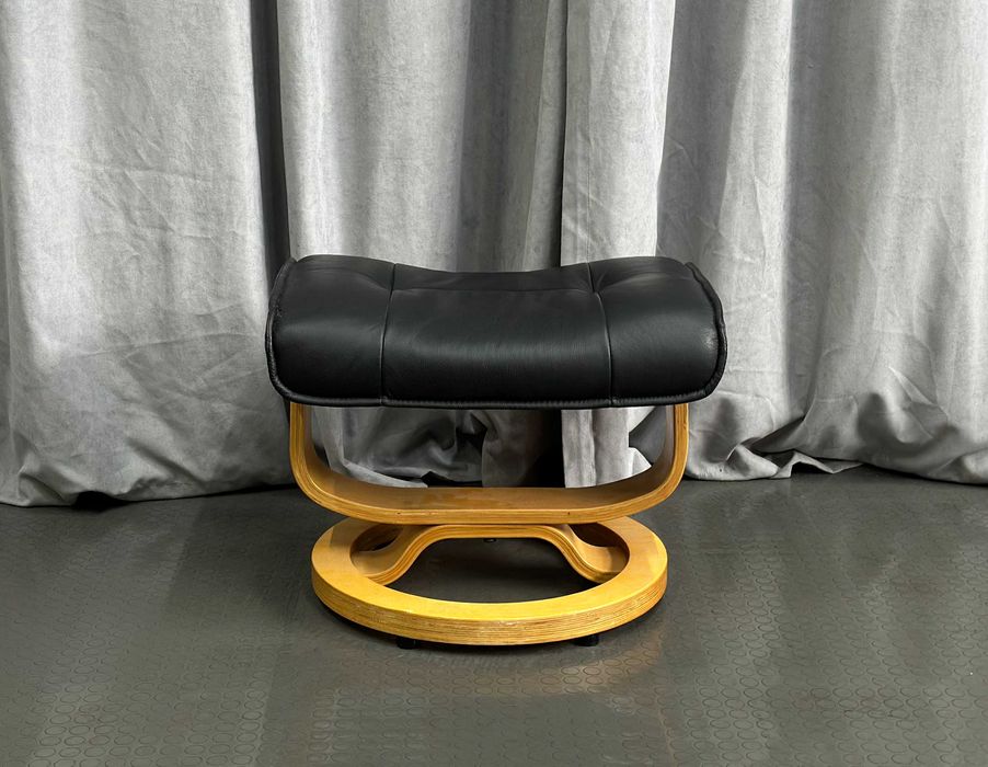 Чорний шкіряний пуф-підініжка/пуфик/отаманка/шкіряні пуфи/меблі