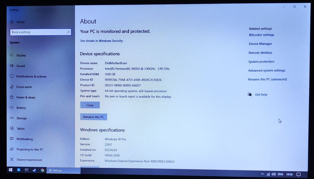 Ноутбук 15.6" Dell Inspiron 15 3543, Pentium 3805U (1.9 GHz), 4GB DDR3