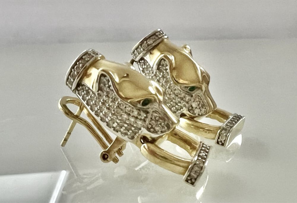 Złote kolczyki próba 14K 585 styl Cartier Nowe