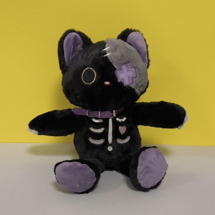 Мягкая игрушка Кот Скелет 36 см Готический плюшевый Кот Зомби Punk