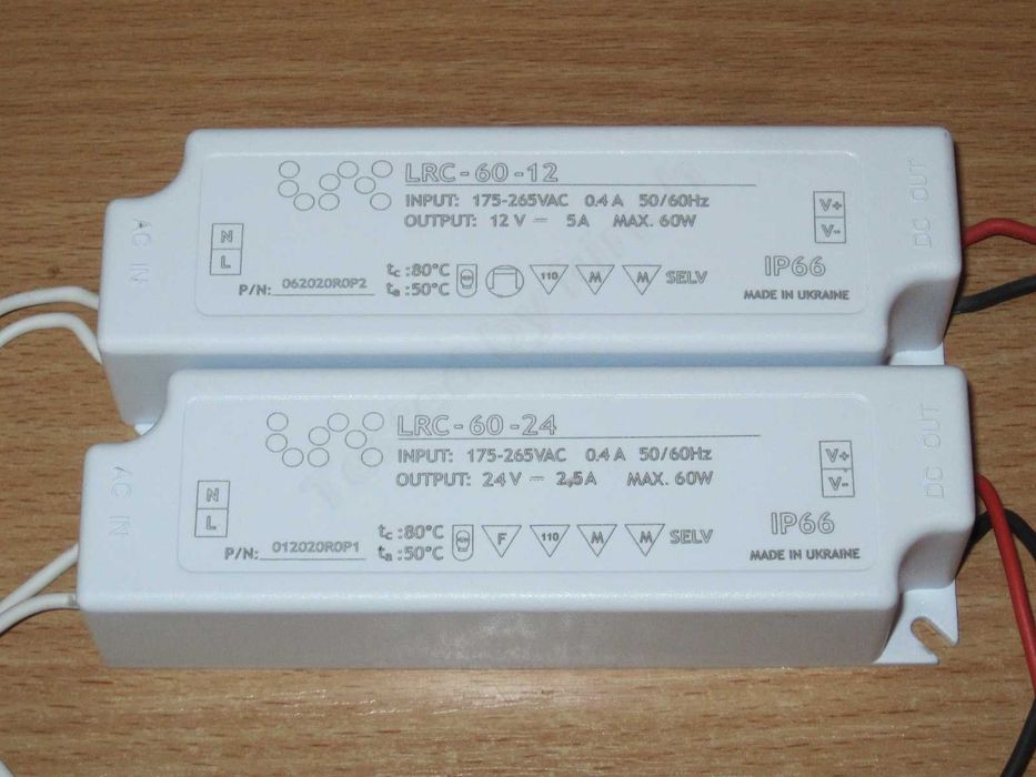 Блоки питания 12/24 вольта 60 ватт с защитой IP66 LRC-60
