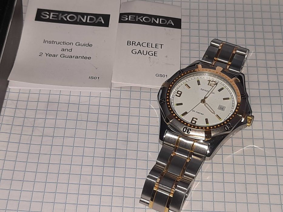Вінтажний чоловічий годинник Seconda з коробкою та документом