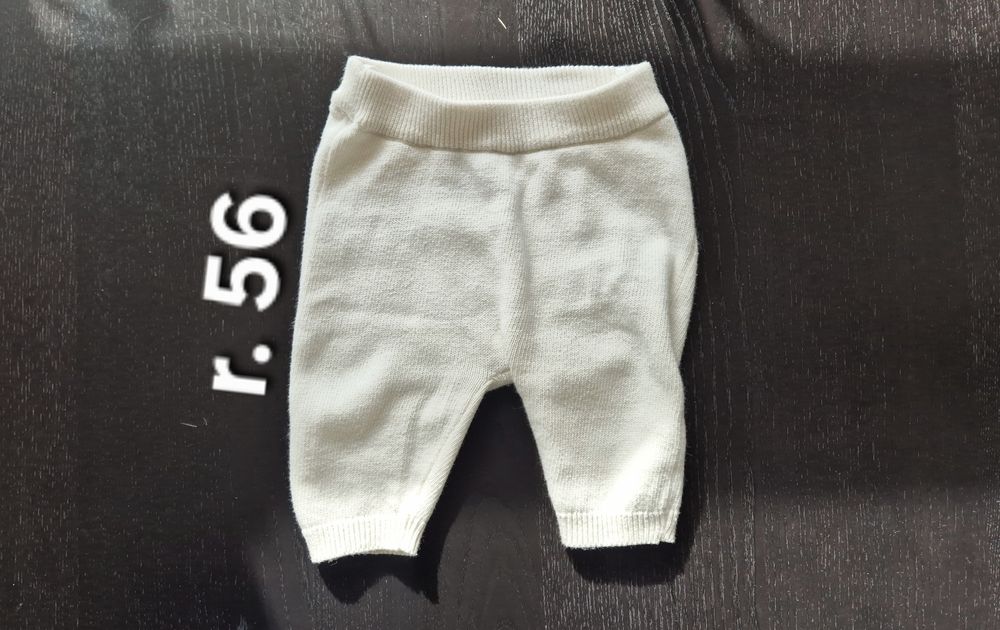 Spodenki niemowlęce r. 56 białe dziewczęce chłopięce białe legginsy