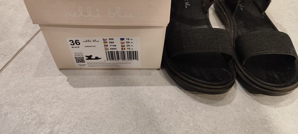 Sandały czarne 36 Nelli blu jak nowe