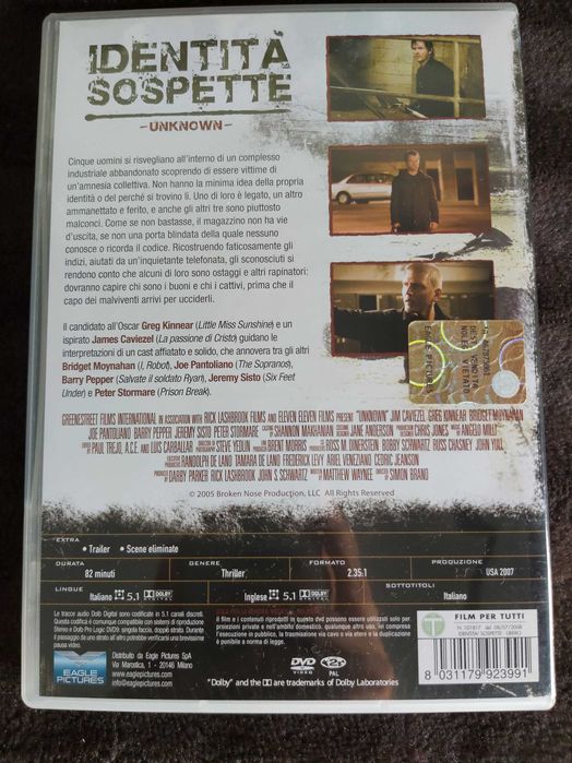 DVD Jim Caviezel - Unknown / Identità Sospette