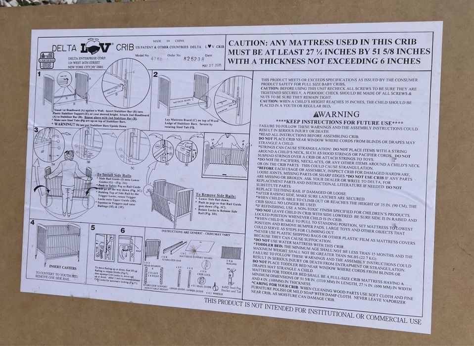Berço cama bebe modelo Americano Delta lov crib e colchao