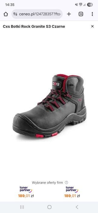 Buty robocze-botki CXS rock granite S3 czarne