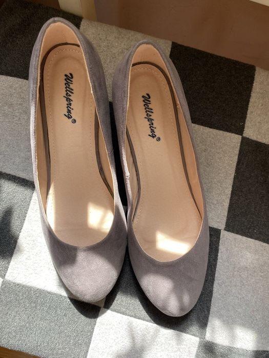 Czółenka na słupku grey szary 39