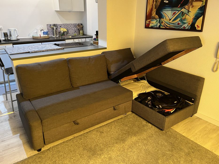 Sofá cama de canto 3 lugares c/arrumação